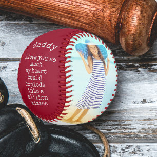 Balle De Baseball fête des pères Poème et 2 photos personnalisée