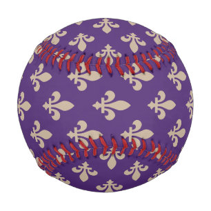 Balle De Baseball Fleur de Lis Motif, Royal French Creative on Purpl
