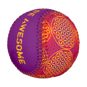 Balle De Baseball Fleur de vie - motif de timbre - rose orange
