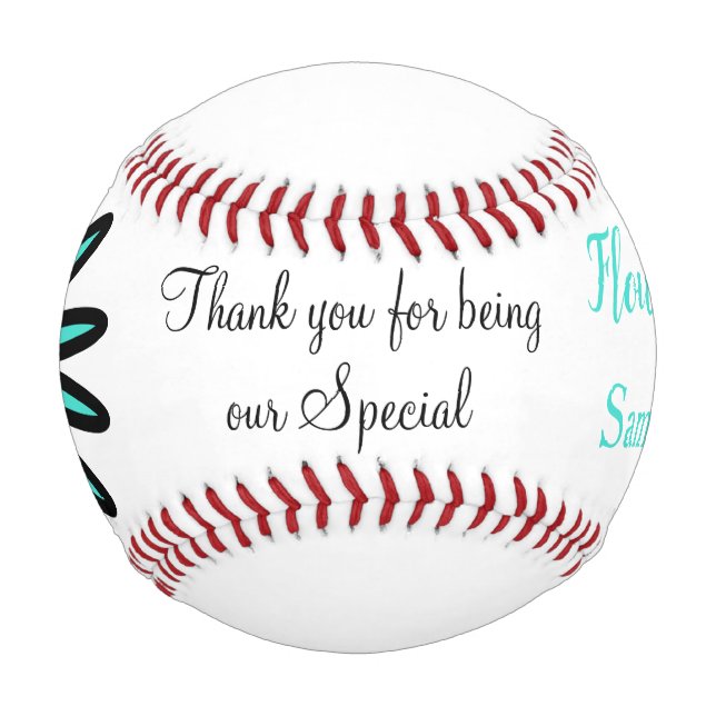 Balle De Baseball Fleur Turquoise Fleur (Devant)