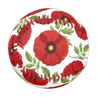 Balle De Baseball Fleurs d'été joyeuses floraison de pavot