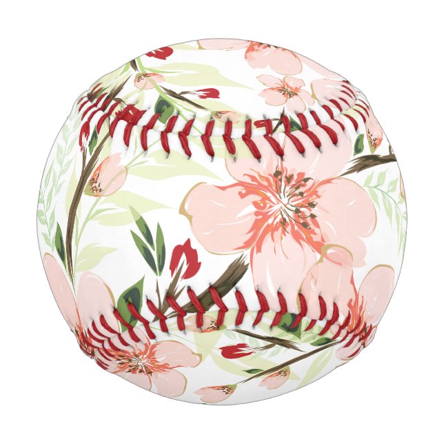 Balle De Baseball Fleurs roses (Devant)