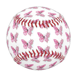 Balle De Baseball Flower Butterfly