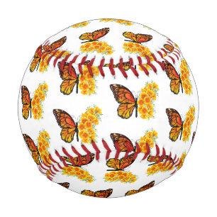 Balle De Baseball Flower Butterfly with Yellow California Poppy