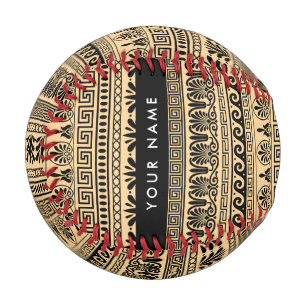 Balle De Baseball Fret grec, Clé de méandre mixte, Brown, Votre Nom