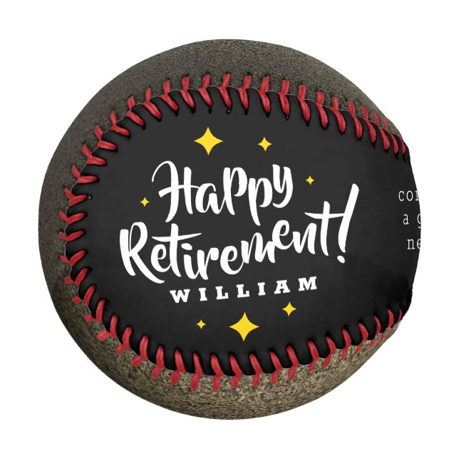Balle De Baseball Fun Gold Glitter Stars Retirement New Adventures (Devant Gauche)