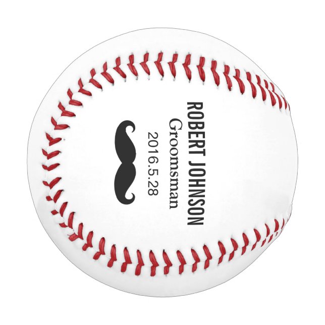 Balle De Baseball Funny Mustache Custom Groomsman Meilleur homme Mar (Devant Gauche)