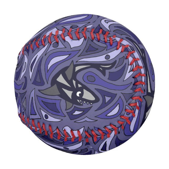 Balle De Baseball Funny Shark Baseball Abstrait (Dos Gauche)