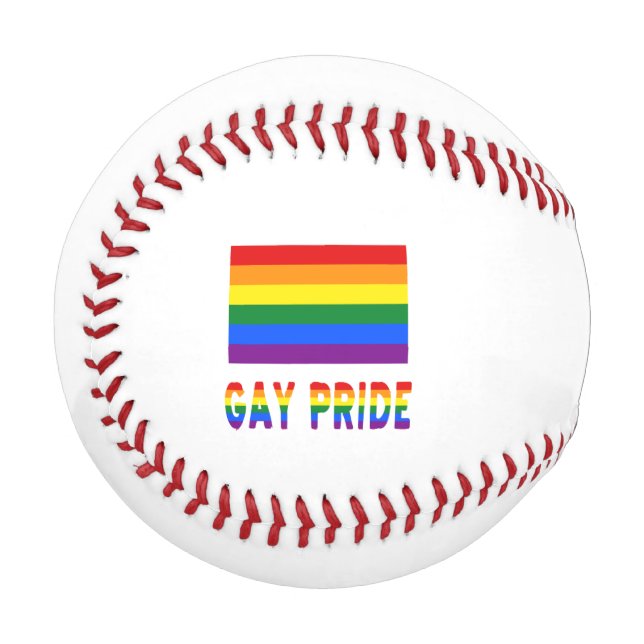 Balle De Baseball Gay Pride and Rainbow Flag with Your Nom (Devant Gauche)