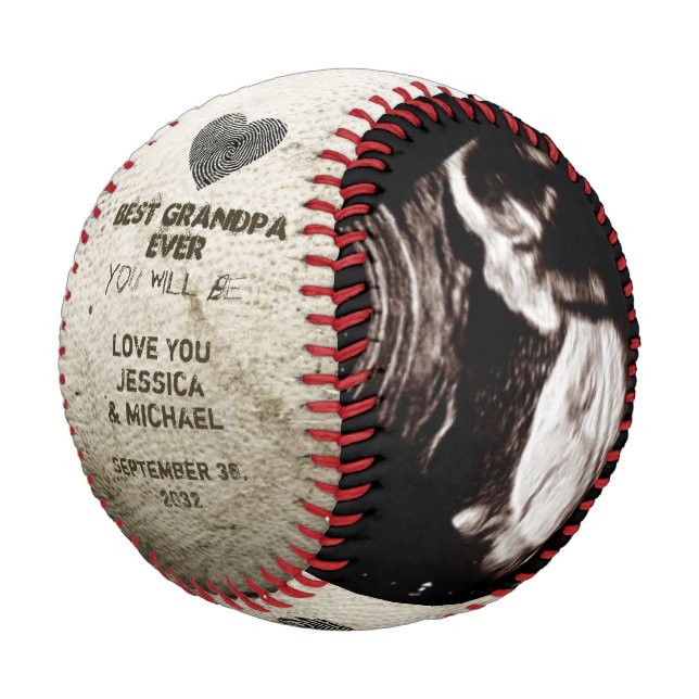 Balle De Baseball Grand-père Bébé révélateur Faire-part de grossesse (Angle)