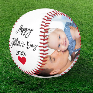 Balle De Baseball Happy Fête des pères 2 Photo Brush Script Coeur