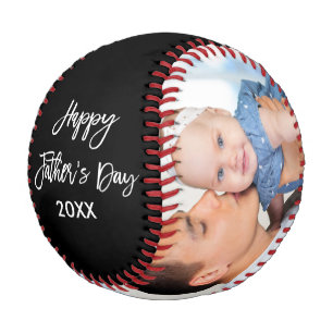 Balle De Baseball Happy Fête des pères 2 Photo Brush Script noir