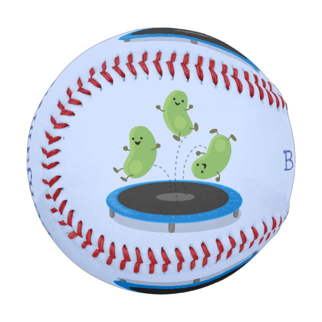 Balle De Baseball Haricots verts mignons sur dessin animé trampoline (Devant Gauche)