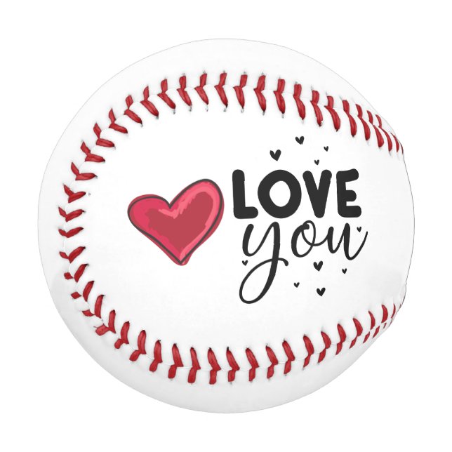 Balle De Baseball Heureuse Sainte-Valentin de baseball avec amour co (Devant Gauche)