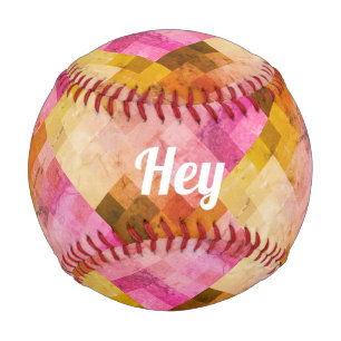 Balle De Baseball Hey motif géométrique aquarelle rose