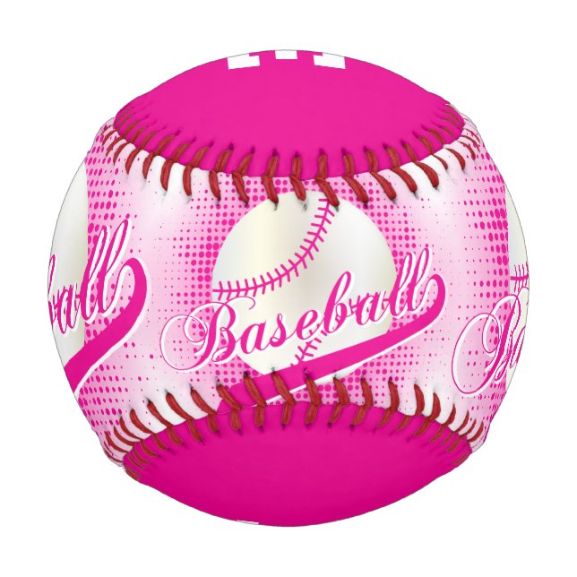 Balle De Baseball Hot Pink | White Retro Baseball Sports (Dos)