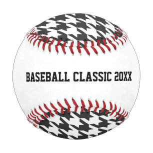 Balle De Baseball Houndstooth Sports Ball Classic Noir Rouge Blanc