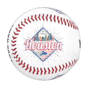 Balle De Baseball Houston Skyline Texas États-Unis Vintage USA