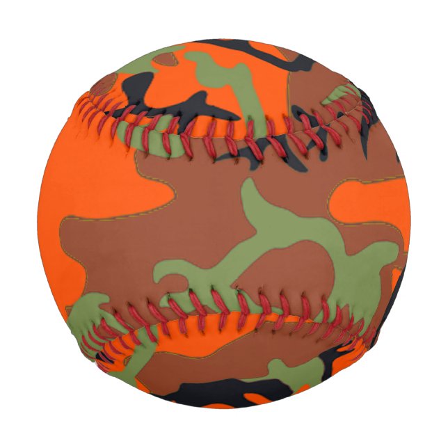 Balle De Baseball Hunter Orange & Camouflage Vert Motif Baseball (Devant)