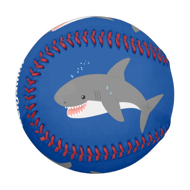 Balle De Baseball Illustration joyeuse du grand requin blanc (Devant Gauche)