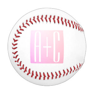 Balle De Baseball Initiales de couple Gradation rose subtile
