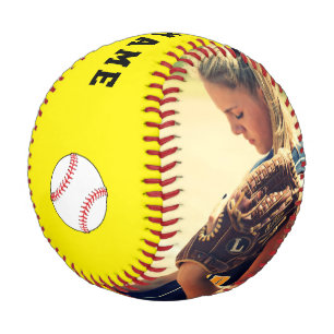 Balle de Baseball Jaune avec Nom de l'Équipe Numér