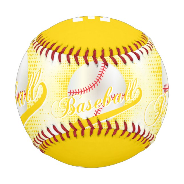 Balle De Baseball Jaune | White Retro Baseball Sports (Dos)