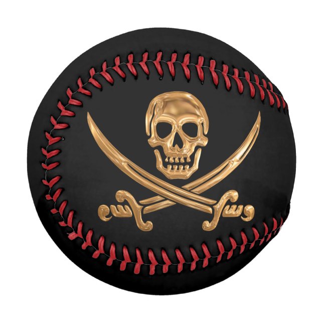 Balle De Baseball Jolly roger d'or (Devant Gauche)