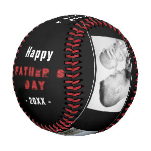 Balle De Baseball Joyeuse Fête des Pères Meilleur Papa Noir 3 Collag