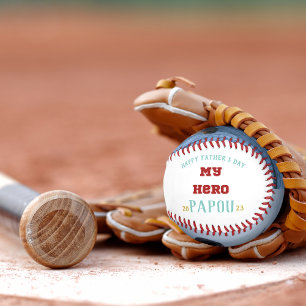 Balle De Baseball Joyeuse Fête des Pères Papou Mon Héros