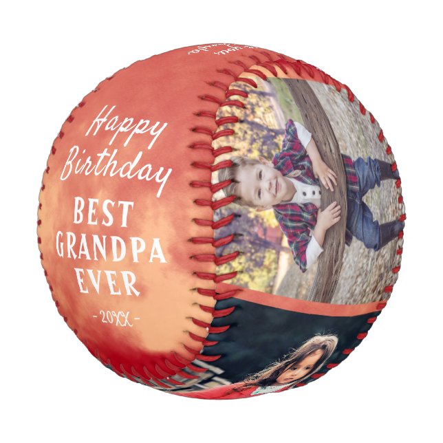 Balle De Baseball Joyeux anniversaire grand-père moderne 3 photo Col (Angle)