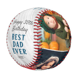 Balle De Baseball Joyeux Anniversaire Meilleur Papa Bois 3 Collage P