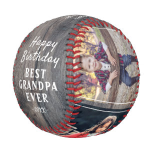 Balle De Baseball Joyeux Anniversaire Papi Collage Photo Rustique 3