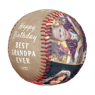 Balle De Baseball Joyeux Anniversaire Papy Rustique 3 Collage Photo