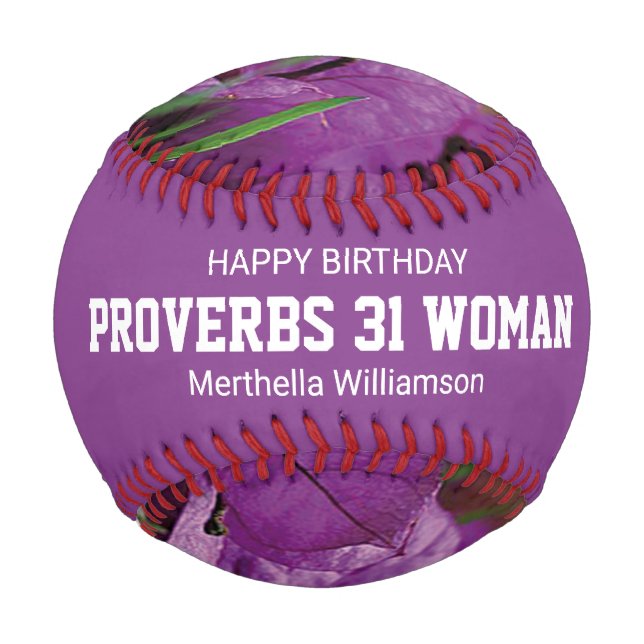 Balle De Baseball Joyeux Anniversaire PROVERBS 31 Personnalisé Flora (Devant)