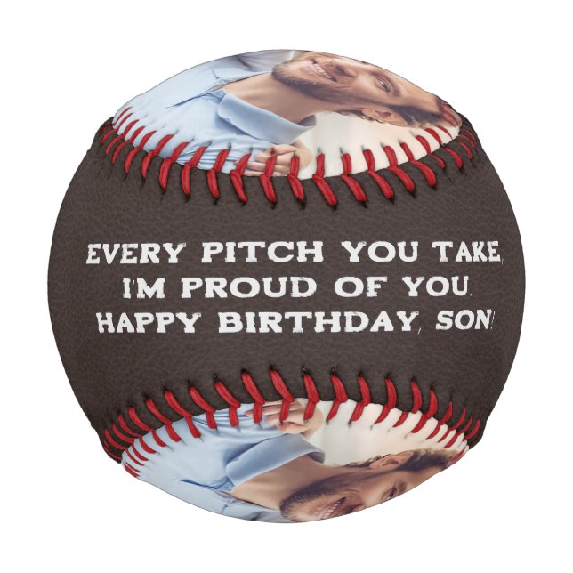 Balle De Baseball Joyeux Fils d'anniversaire. Baseball Photo Personn (Dos)
