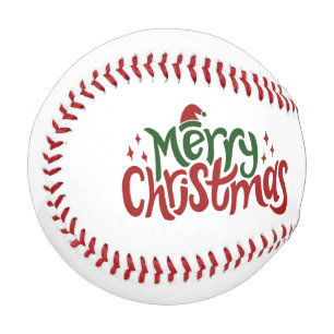 Balle De Baseball Joyeux Noël avec chapeau de Père Noël en haut