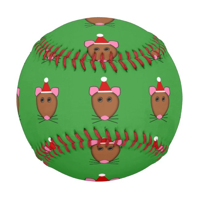 Balle De Baseball Joyeux Noël Souris Baseball (Devant)