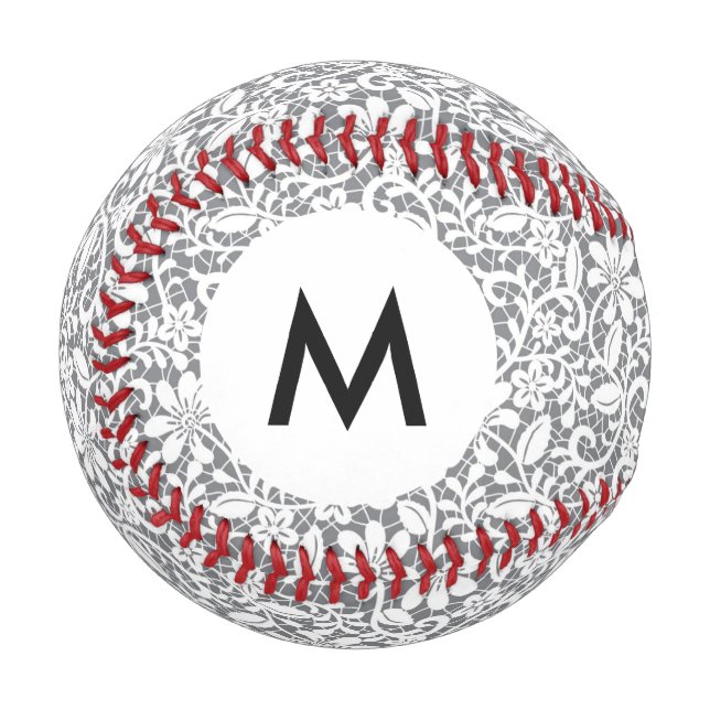 Balle De Baseball Lace blanche monogramme 1 (Devant Gauche)