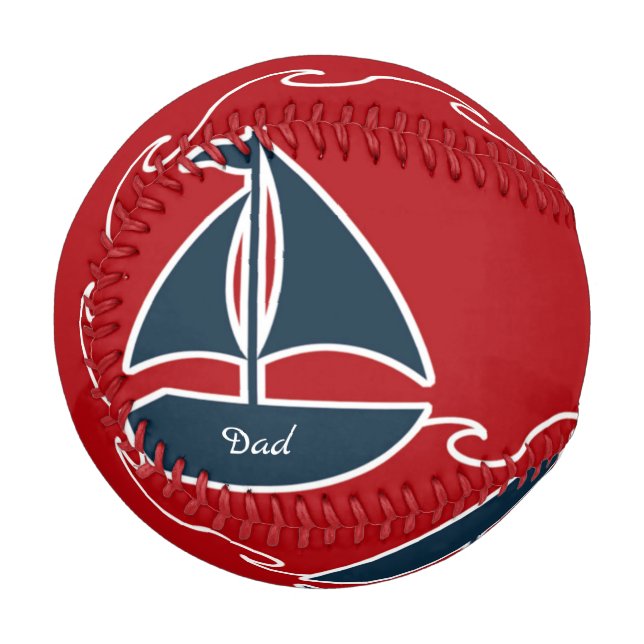 Balle De Baseball Le design nautique spécial de baseball de papa (Devant Gauche)