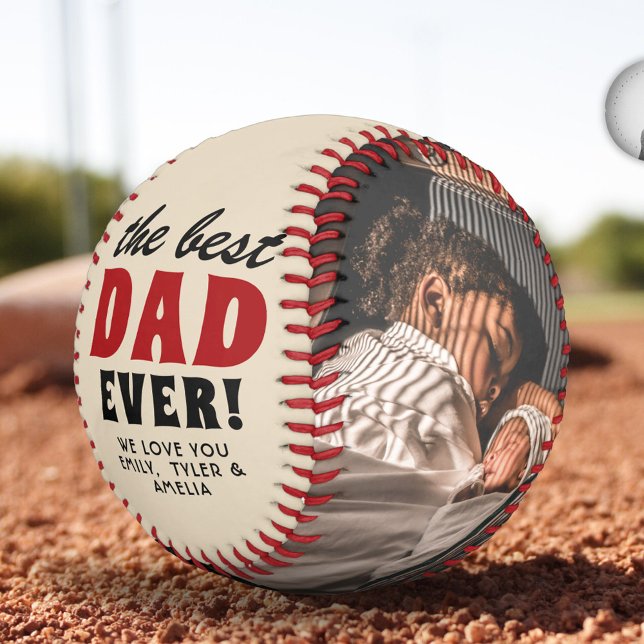 Balle De Baseball Le meilleur papa jamais père`s Day Photo Collage (Créateur téléchargé)