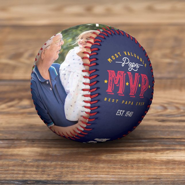 Balle De Baseball Le plus précieux Papa MVP personnalisé deux monogr (Créateur téléchargé)