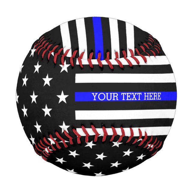 Balle De Baseball Ligne Bleue Mince - Drapeau Américain Personnalisé (Devant)