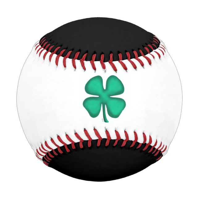 Balle De Baseball Lucky 4 Leaf Irish Clover noir blanc baseball (Devant)