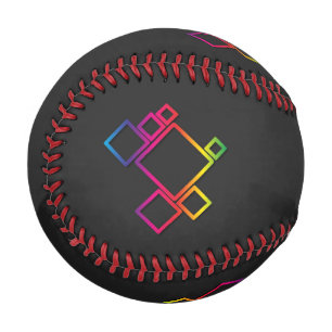Balle De Baseball Magnifique Carrés colorés sur noir n° 1