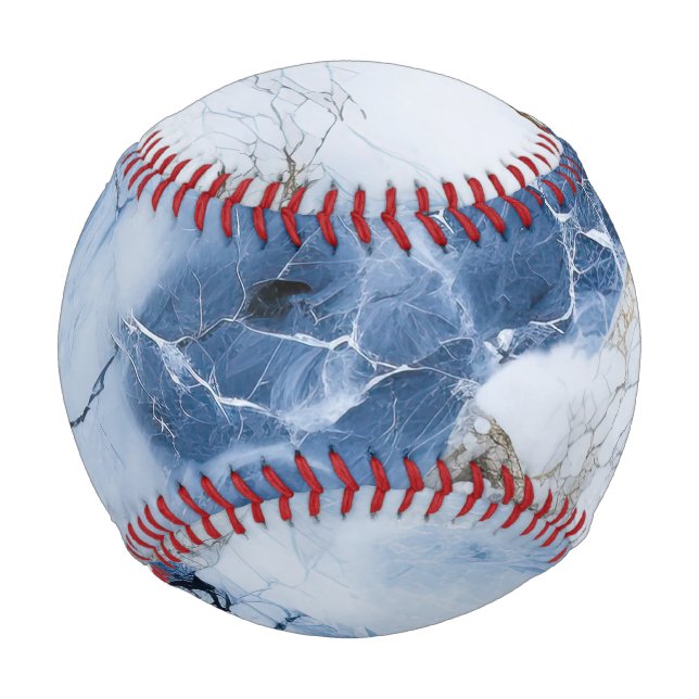 Balle De Baseball marbre bleu abstrait motif côtier (Devant)