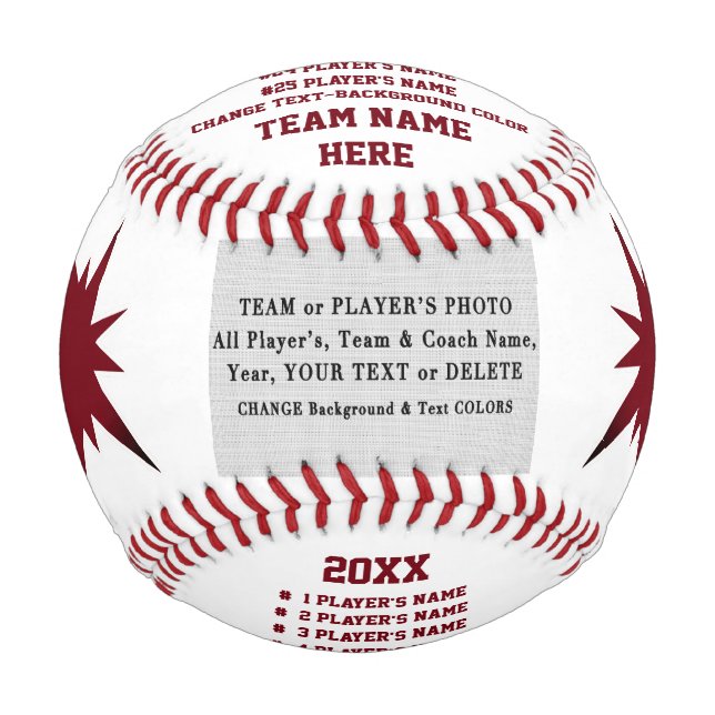 Balle De Baseball Maroon Custom Photo Baseball, pour entraîneurs, jo (Devant)