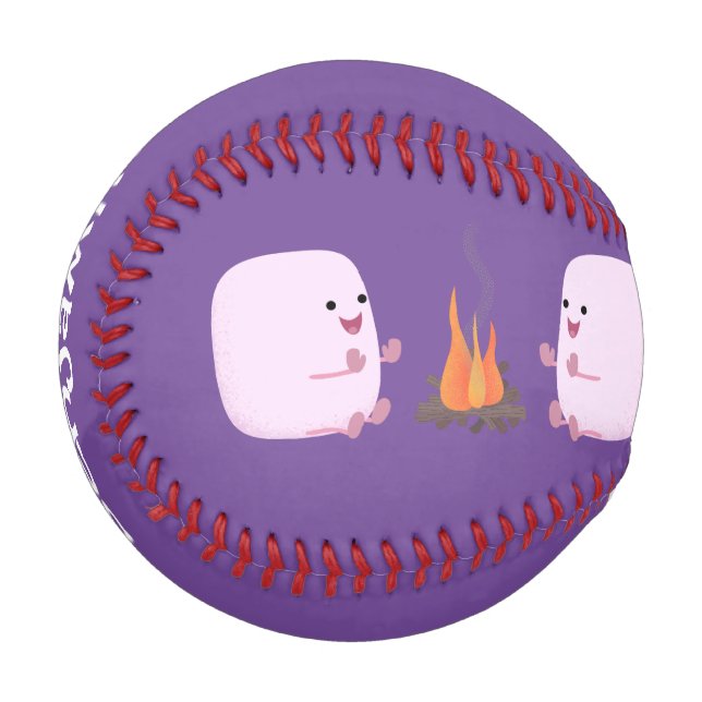 Balle De Baseball Marshmallows mignons roses par dessin animé sur le (Devant Gauche)