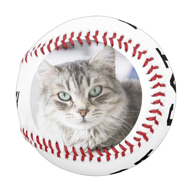 Balle De Baseball Meilleur Chat Papa Photo Baseball Personnalisé (Dos Gauche)