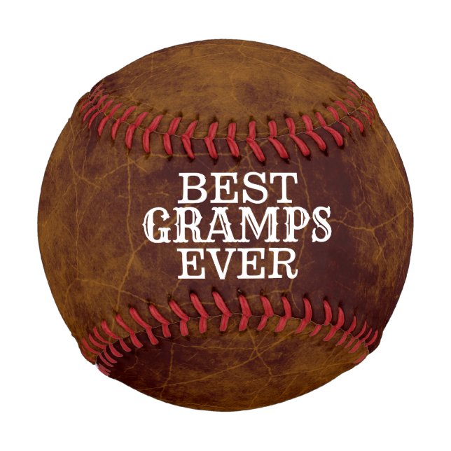 Balle De Baseball Meilleur Gramps jamais sur la texture en cuir faux (Devant)